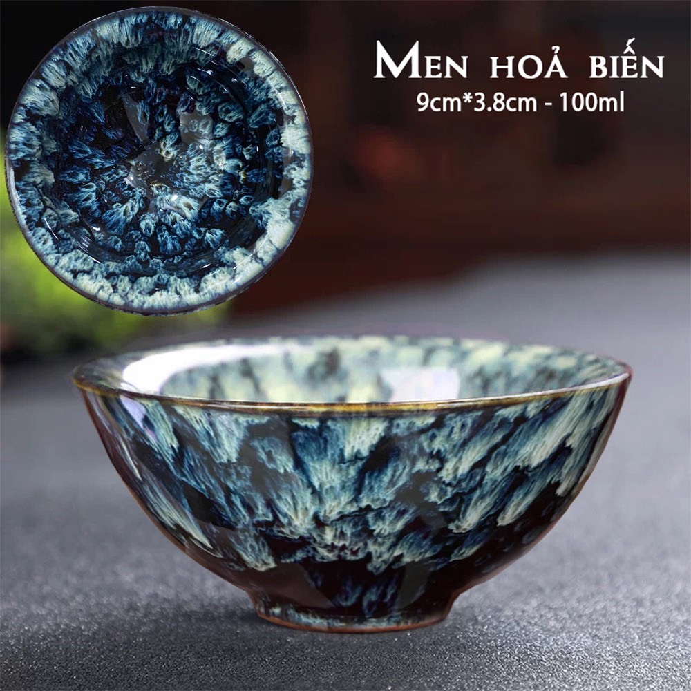 Chén trà thiên mục chén uống trà men hoả biến cao cấp cỡ lớn chén kiển trản loại đẹp
