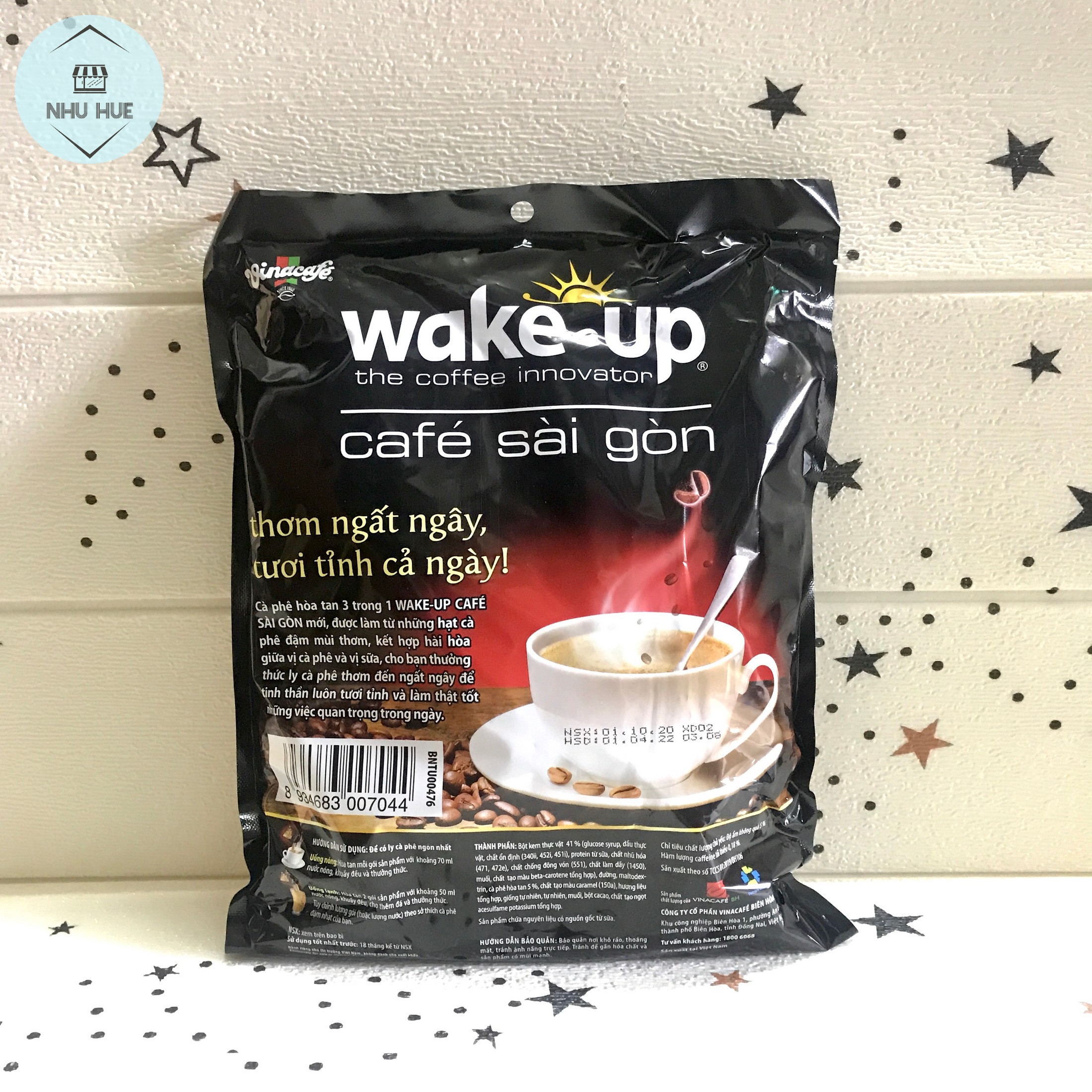Cà phê VinaCafe Wake up Sài Gòn (túi 24 gói x 19g)