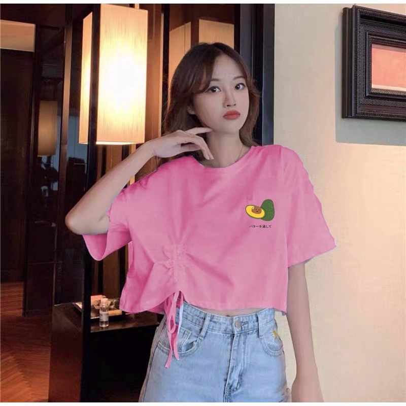 Áo croptop dây rút quả bơ HD6