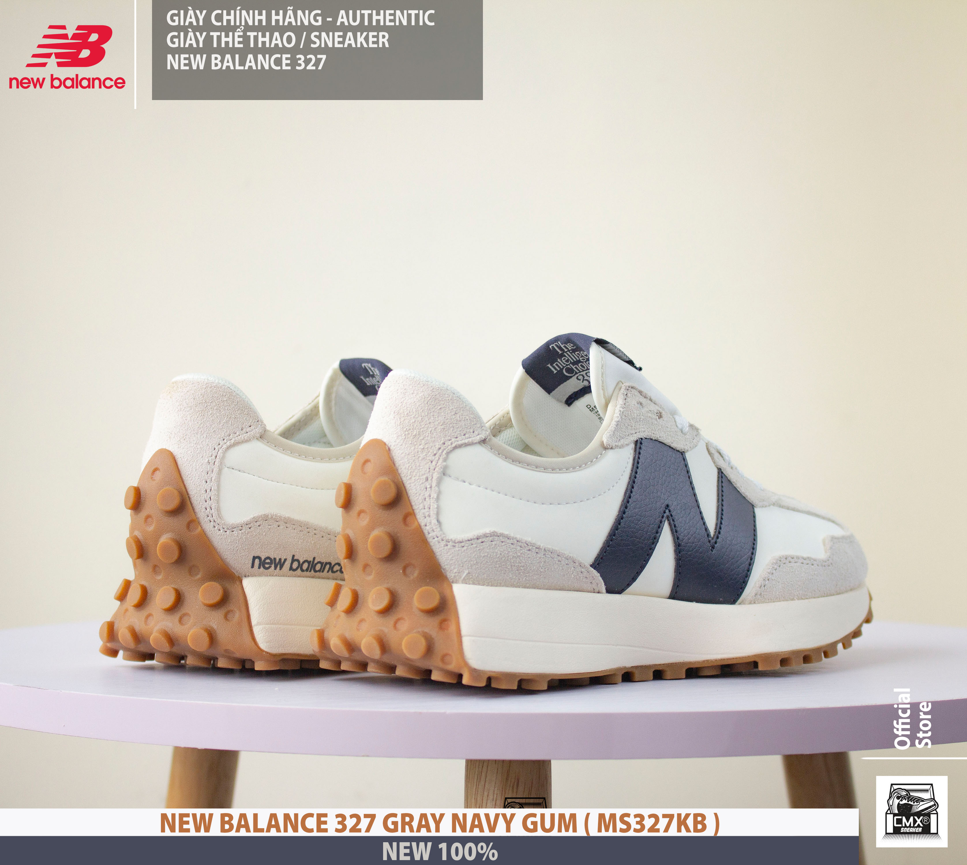 😘 [ HÀNG CHÍNH HÃNG CÓ SẴN ] Giày New Balance 327 WHITE NAVY GUM ( MS327KB ) - AUTHENTIC 100%