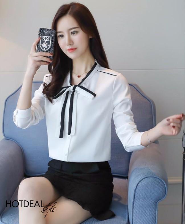 [HCM]Áo sơ mi thắt nơ Tami