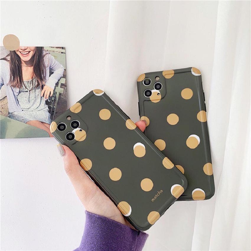 Ốp lưng iphone cao cấp full viền ốp silicon chấm bi matcha dành cho iphone6/ iphone 6 plus/ iphone 7/ iphone 7plus/ iphone 8/ iphone 8plus/ iphone X/ iphone Xs max/ iphone 11/ iphone 11 pro/ iphone 11 pro max