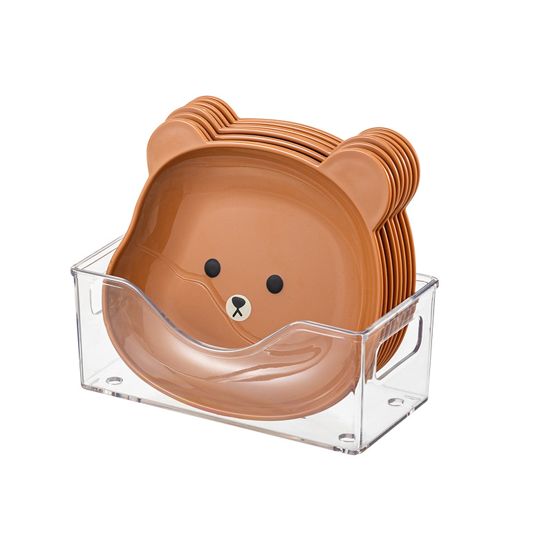 Practical bear shape plastic dish for snack food, decorative plastic dish table tray