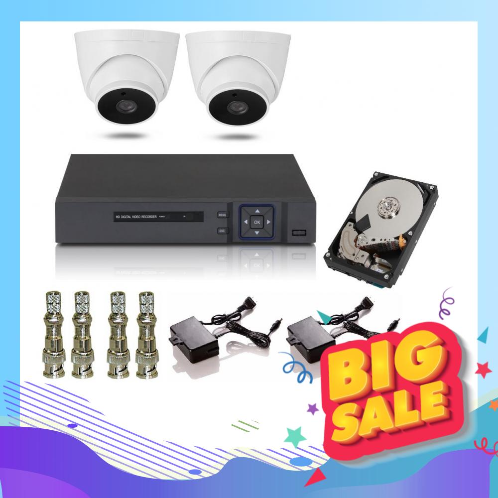 Bộ 2 Camera CVI 1.3M Elitek ECC-11013+ Đầu Ghi+ Ổ Cứng 250GB