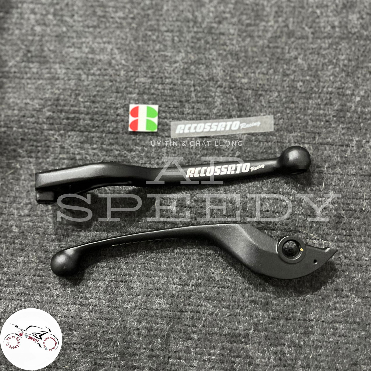 Tay thắng xe máy Mod Vario/Winner/Exciter/airblade/Vision/Future/Wave đĩa Accossato đen nhám, đẹp, dễ lắp ráp