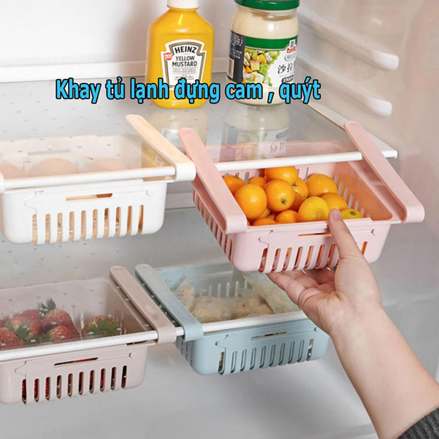 Khay, kệ nhựa lúa mạch để đồ trong tủ lạnh, giúp tiết kiệm không gian tủ, giúp tủ gọn gàng ngăn nắp