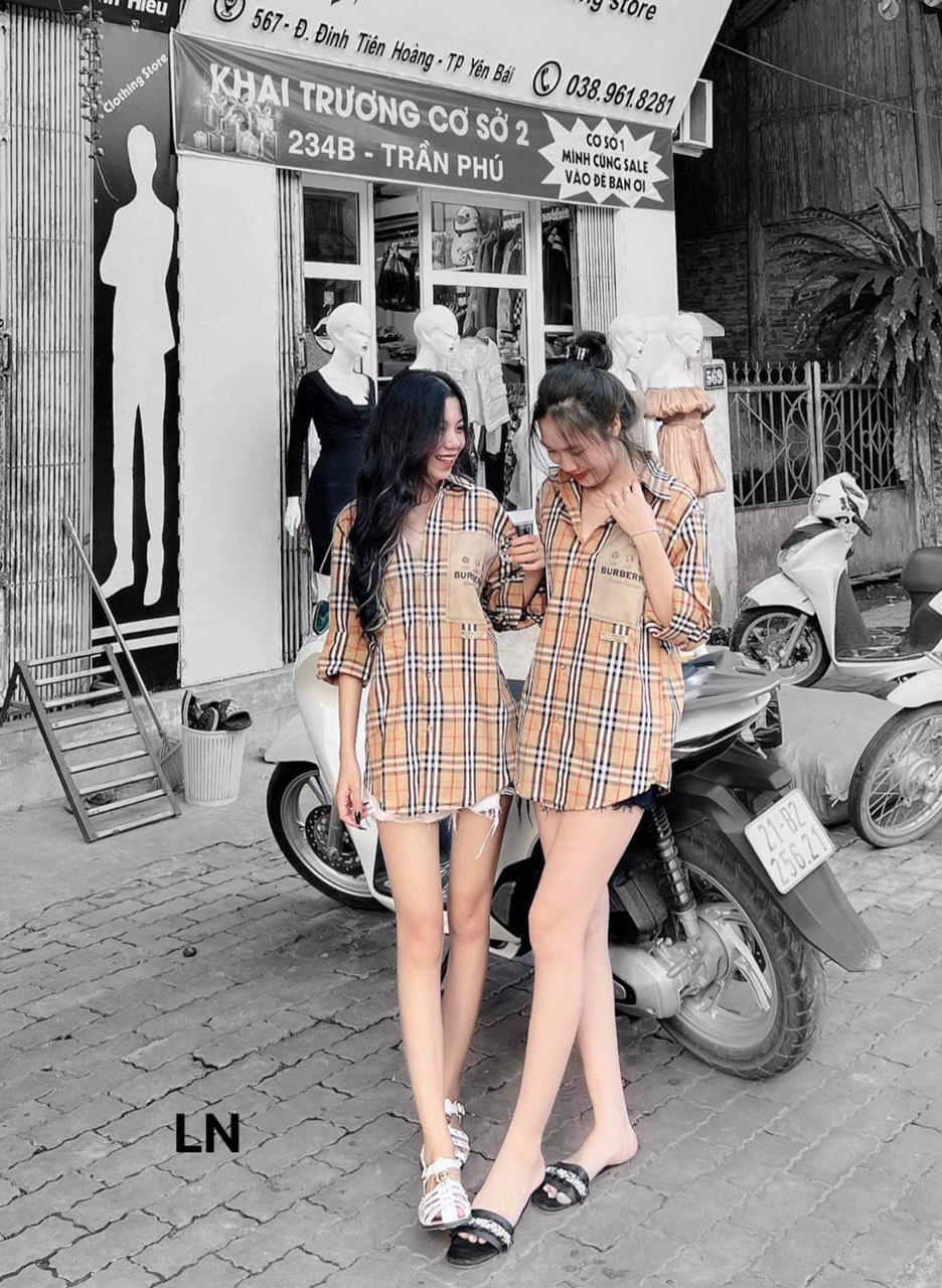 [ HÓT HÓT HÓT ] Áo sơ mi kẻ bbr phối túi  Chất kẻ thô dày dặn ,ln.