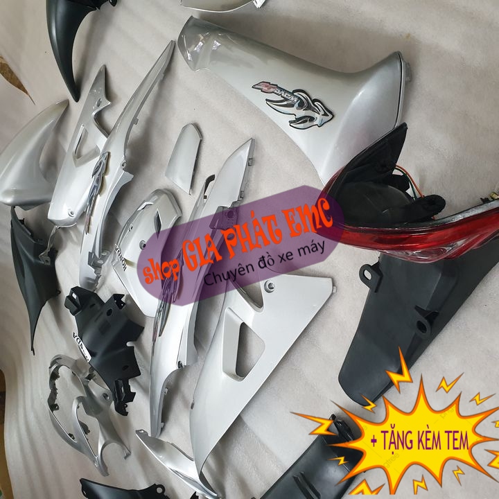 [ TẶNG TEM ] Dàn áo màu BẠC xe Wave alpha - Wave RS - Wave S100 đời 2006-2016, phụ tùng xe máy giá rẻ