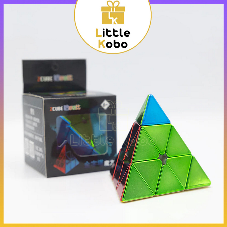 Rubik pyraminx zcube metallic pyraminx m mạ kim loại tam giác có nam châm rubic kim tự tháp đồ chơi trẻ em - little kobo