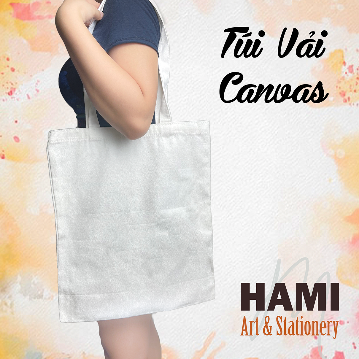 Túi vải canvas trắng tự vẽ thủ công DIY
