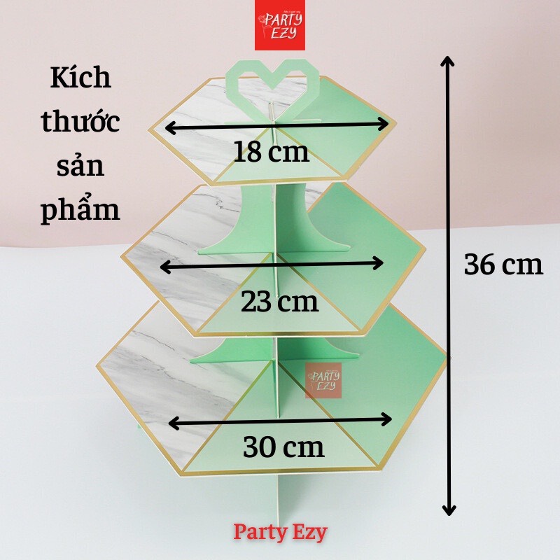 KỆ THÁP BÁNH CUPCAKE 3 TẦNG MÀU CẨM THẠCH