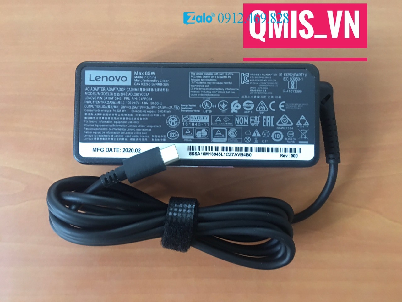 Sạc laptop Lenovo 20V-3.25A (USB-C) - Lenovo ThinkPad X1 tablet, Yoga 5 pro, X270 X570, Lenovo Yoga 720-13IKB, 910-13IKB