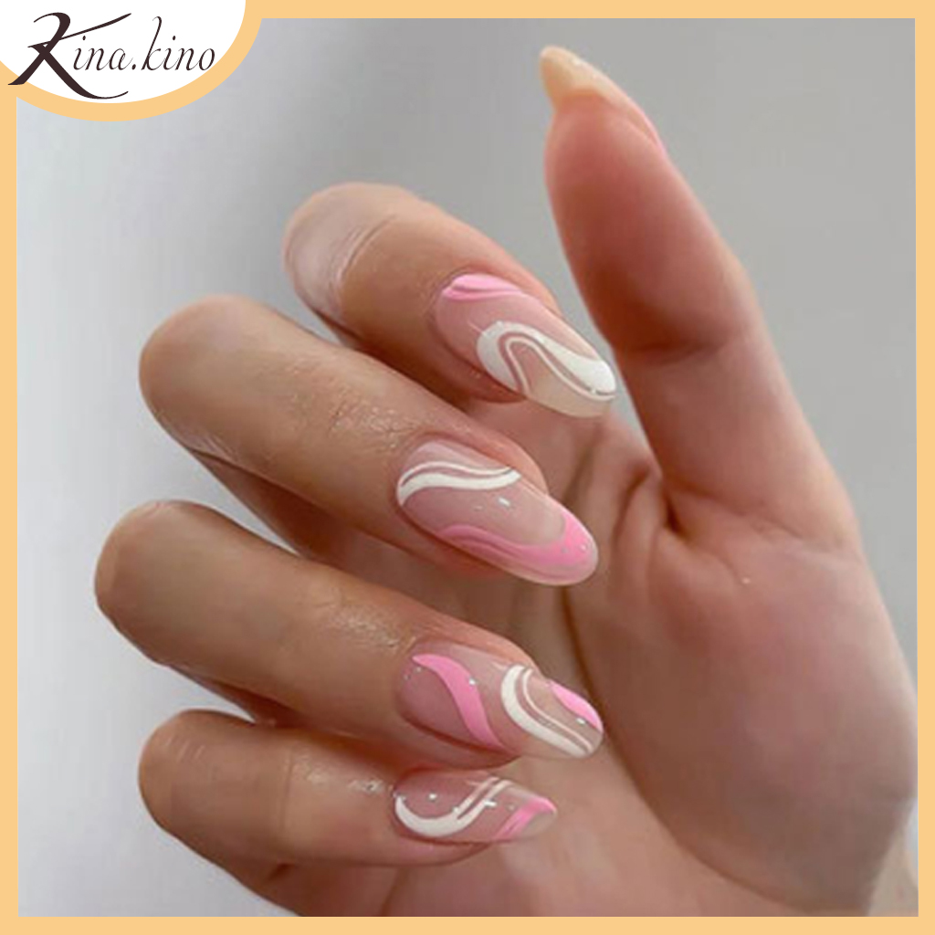 Hộp 24 móng tay giả dáng dài, nail giả mẫu mới về Kinakino phukienlamdep