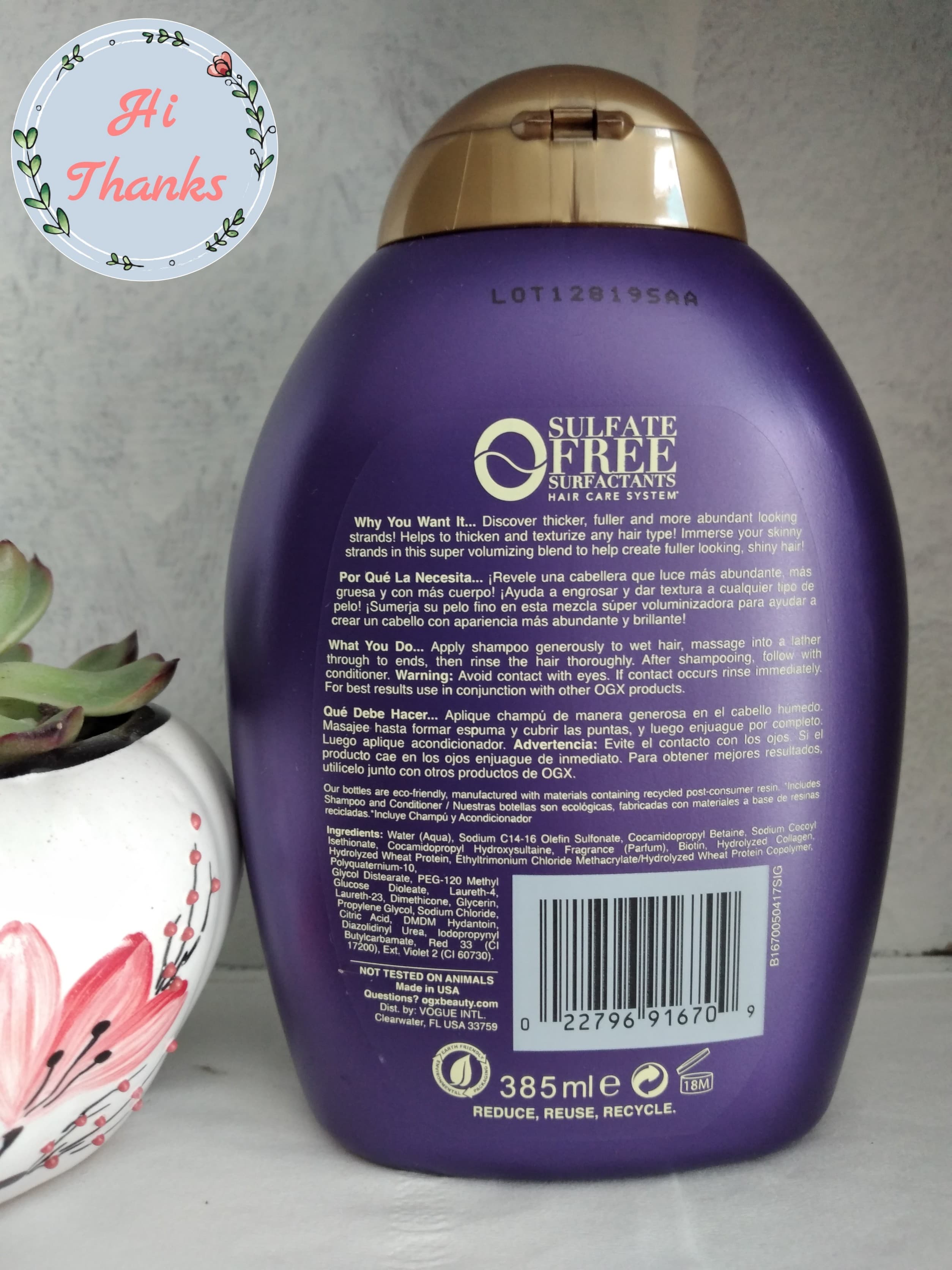 [HCM]Dầu gội Thick & Full Biotin & Collagen OGX 385 ml