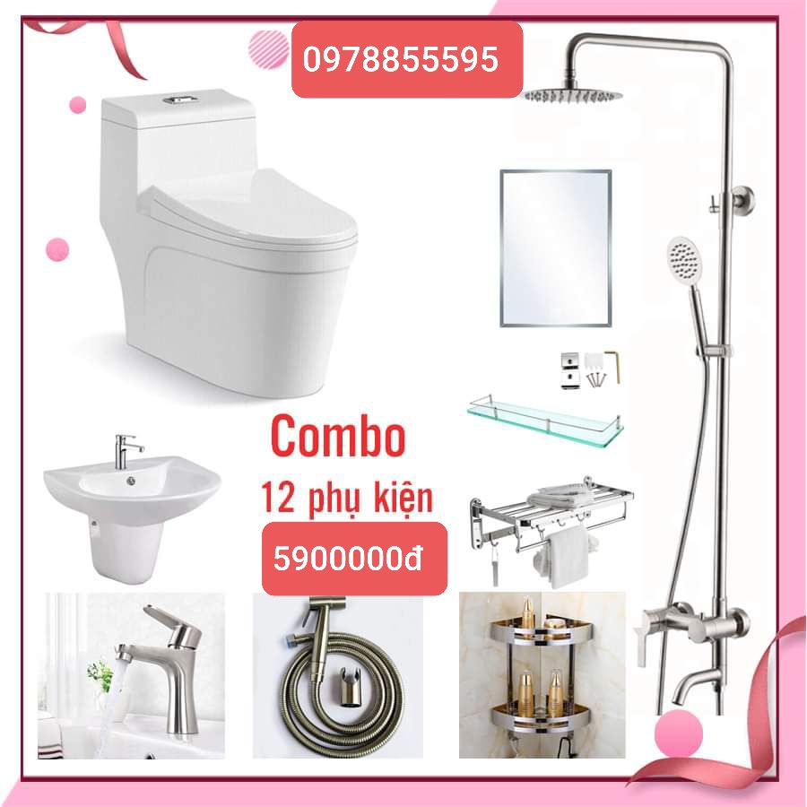 Combo thiết bị vệ sinh nhà tắm 11 món đầy đủ như hình giá gốc 12500000đ
