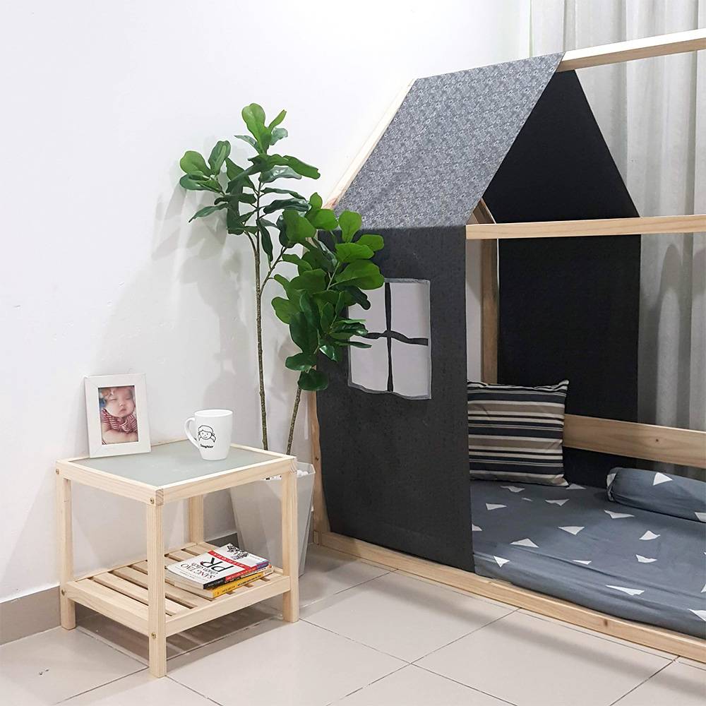 [Freeship] Kệ đầu giường Rect 2 tầng mặt kính[400 x 400 x 400mm]