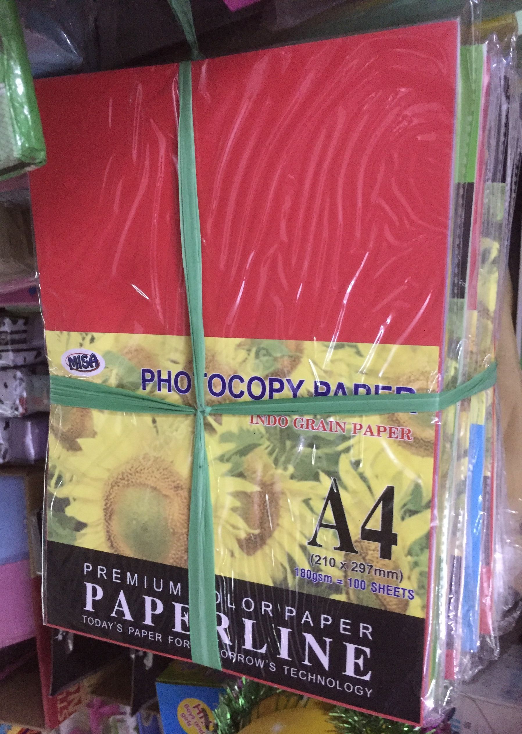 Giấy bìa cứng 5 màu dạ quang a4 paperline 180 gsm - xấp 100 tờ, 1 màu 20 tờ