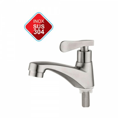 Vòi lavabo lạnh inox304, vòi chậu lạnh inox304, vòi rửa tay inox304, vòi chậu rửa mặt inox304, bảo hành 3 năm