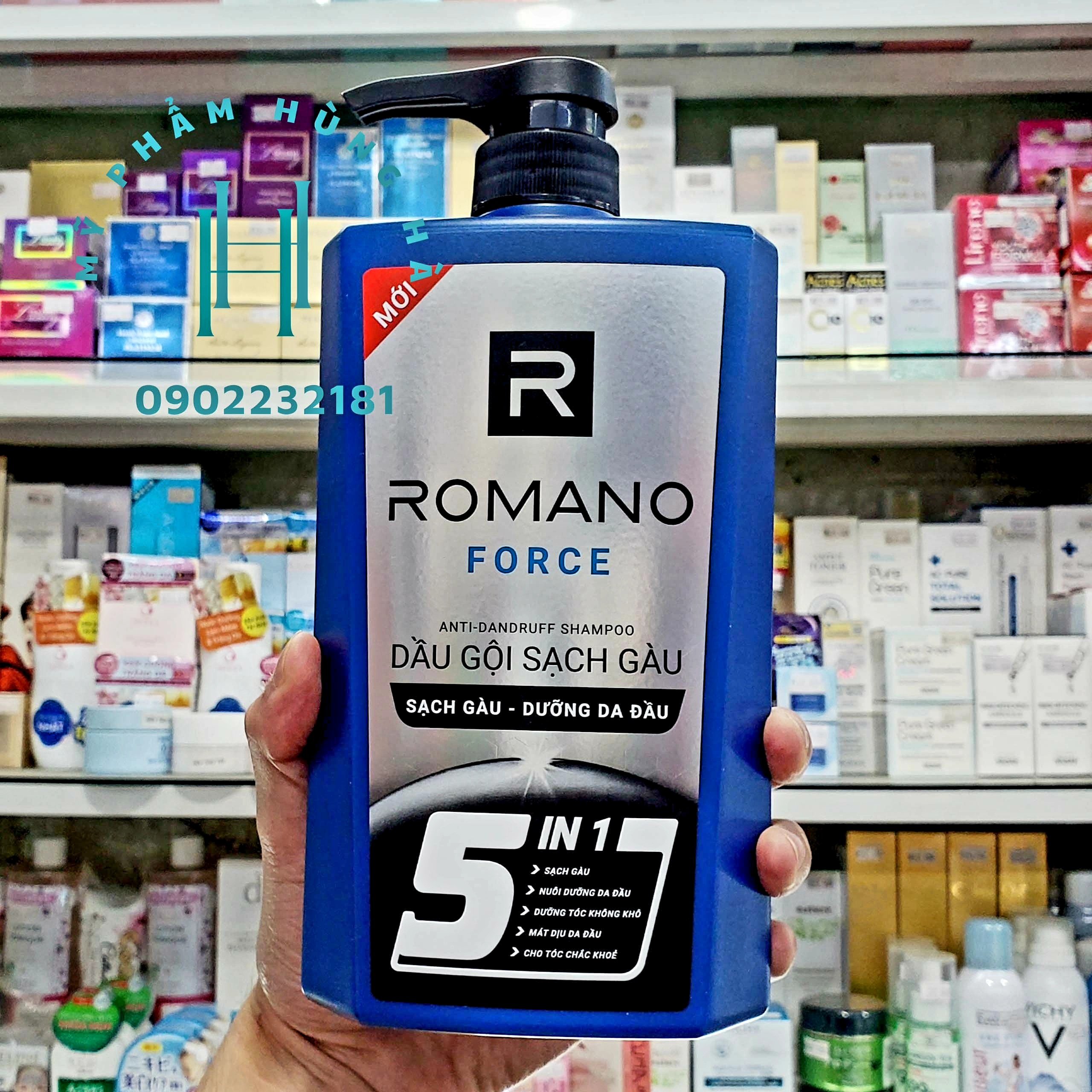 Dầu gội Romano, dầu gội nước hoa nam giới, sạch gàu Romano Force Anti-Dandruff Shampoo 650g