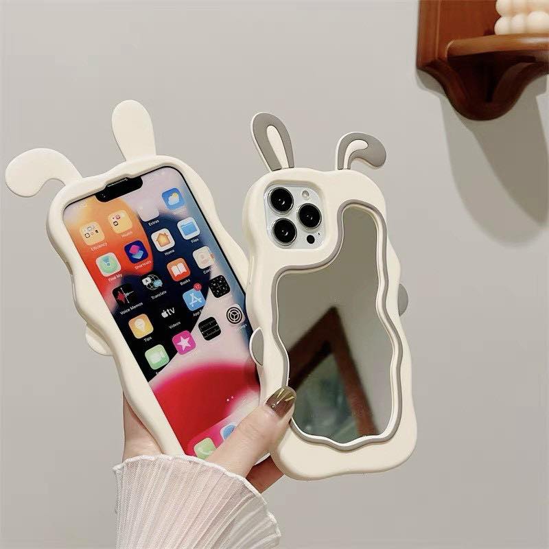 Ốp Su mềm Gương soi tai thỏ xinh xắn Iphone 6/7/8/Plus/X/Xs/XsMax/11/12/13/14/Pro/Pro Max/Plus/Max/ProMax