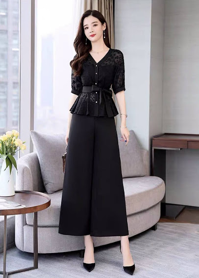 [HCM]SET QUẦN ỐNG SUÔNG ÁO REN THÊU