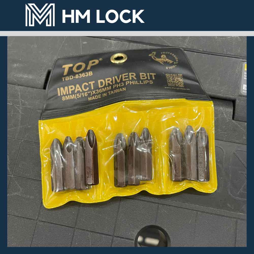 MŨI VÍT ĐÓNG PH2, PH3 (5mm, 6mm)+ NÂU TOP - TÙY CHỌN NGẮN DÀI - THÉP CR-V SIÊU CỨNG, KHÔNG GỈ CAO CẤP - HM LOCK