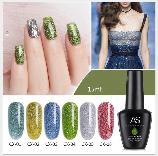 Sơn móng gel as set 6 màu sơn nhũ CX chai 15ml