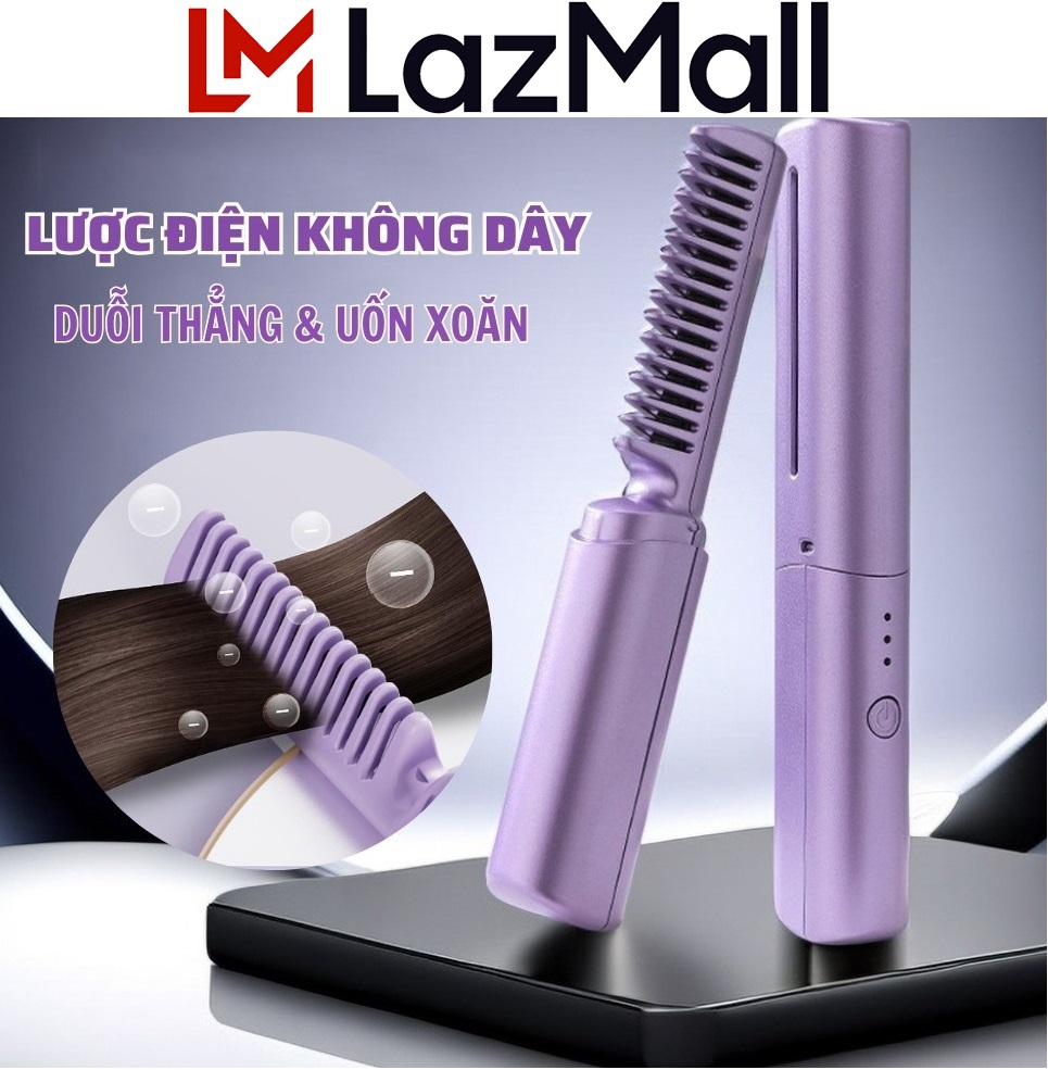 LazMall Xiaomi Công Nghệ Mới Lược Điện Chải Thẳng Tóc Không Dây Lược Điện Uốn Duỗi Tóc Đa Năng Lược 