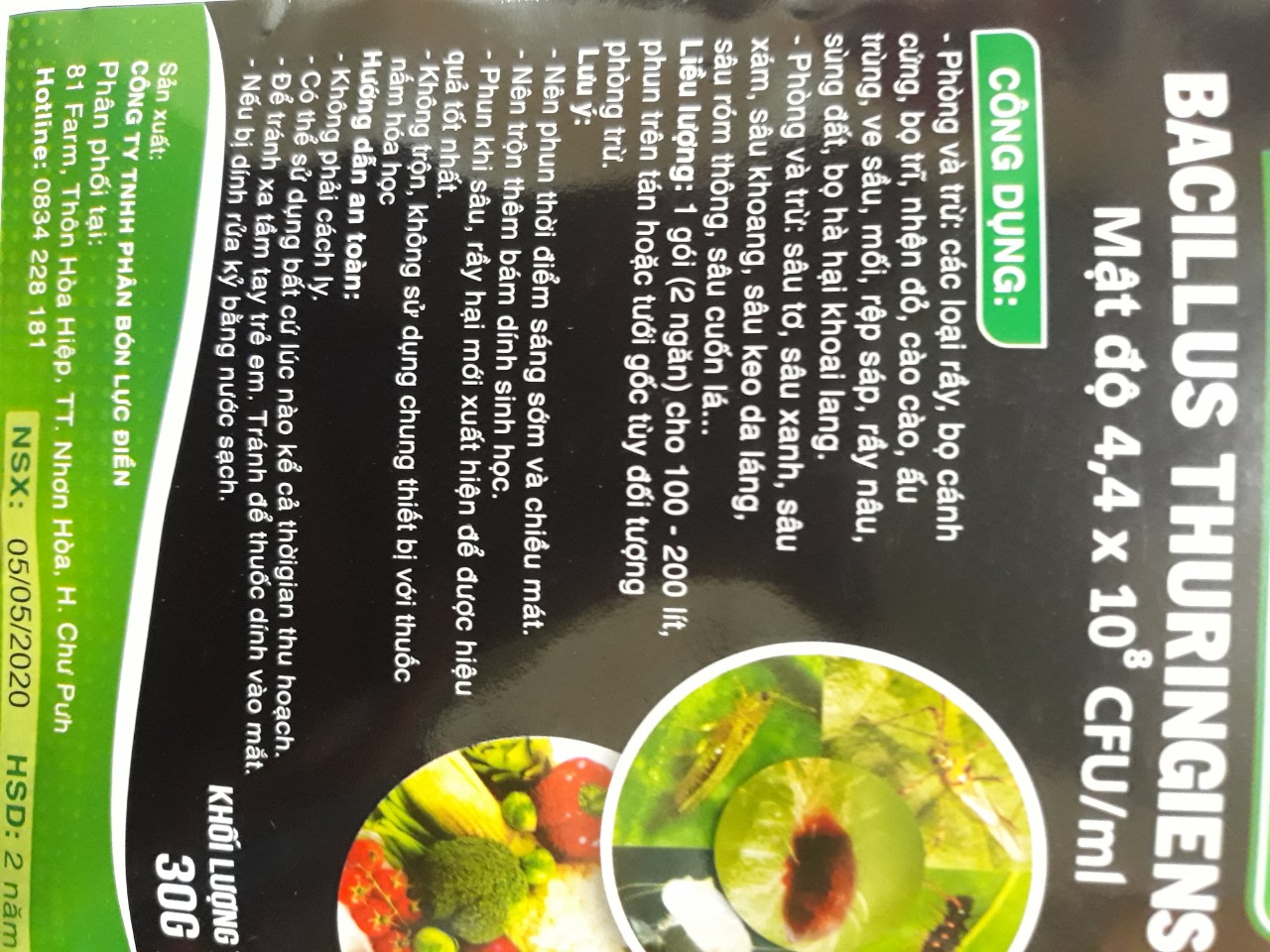 Chế Phẩm Sinh Học Trừ Sâu BioB (Bacillus Thuringeiensis)