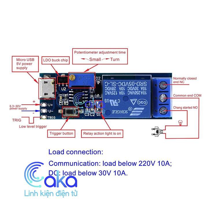 Module relay tạo trễ 1 kênh 5v - 30v