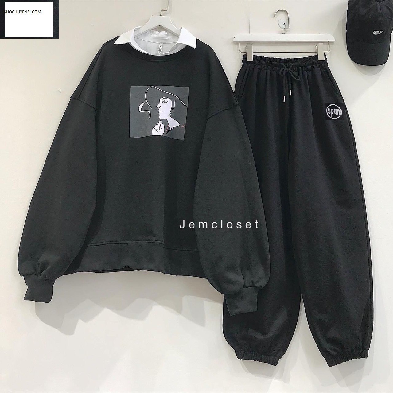 SET QUẦN NỈ THÊU SPUN + SWEATER NÌ CÔ GÁI