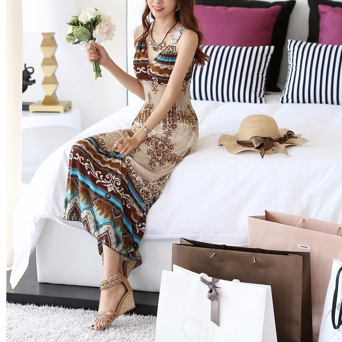 [HCM]Đầm maxi thun lụa mềm mại - Lindashop