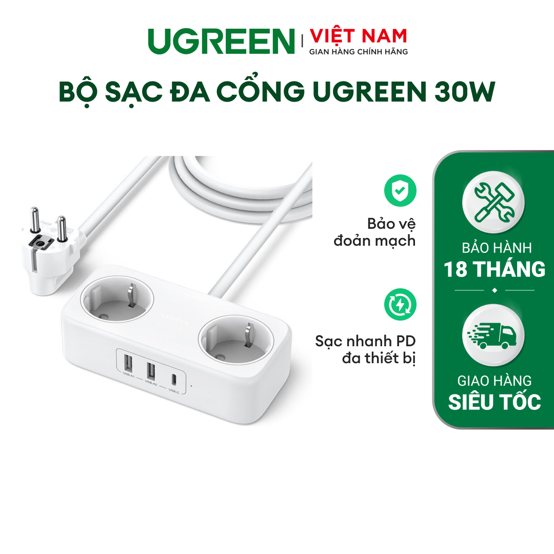 Bộ sạc đa cổng diginest life 4000w ugreen cd280 | cổng cắm nguồn & usb | bảo vệ đoản mạch | bảo hành 18 tháng | 50683