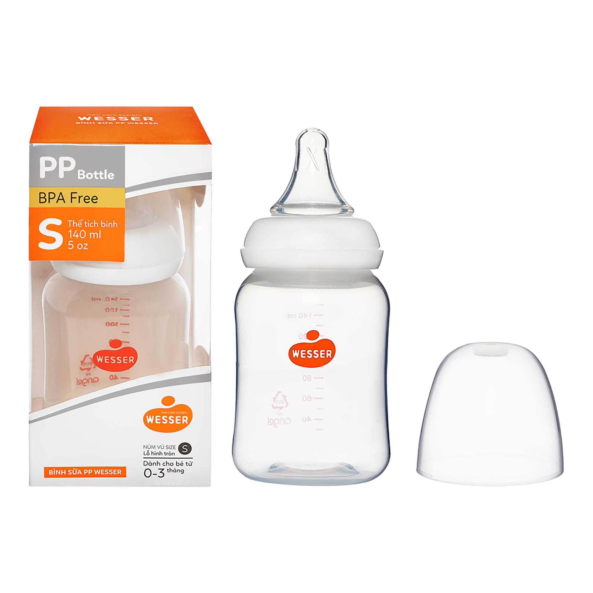 Bình sữa cổ hẹp PP Wesser mẫu mới nhất 60ml/140ml/250ml