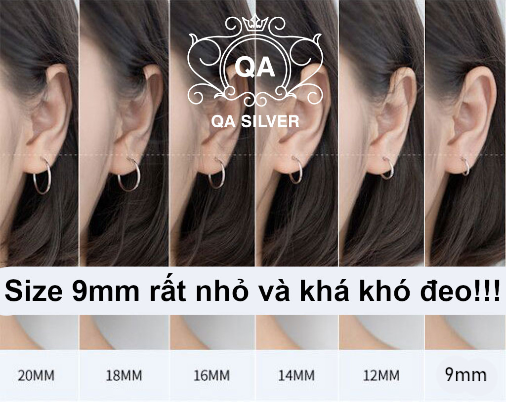Khuyên tai bạc 925 tròn bông tai nam nữ khoen vòng trơn có chốt lẫy S925 BASIC QA SILVER Earrings EA170401