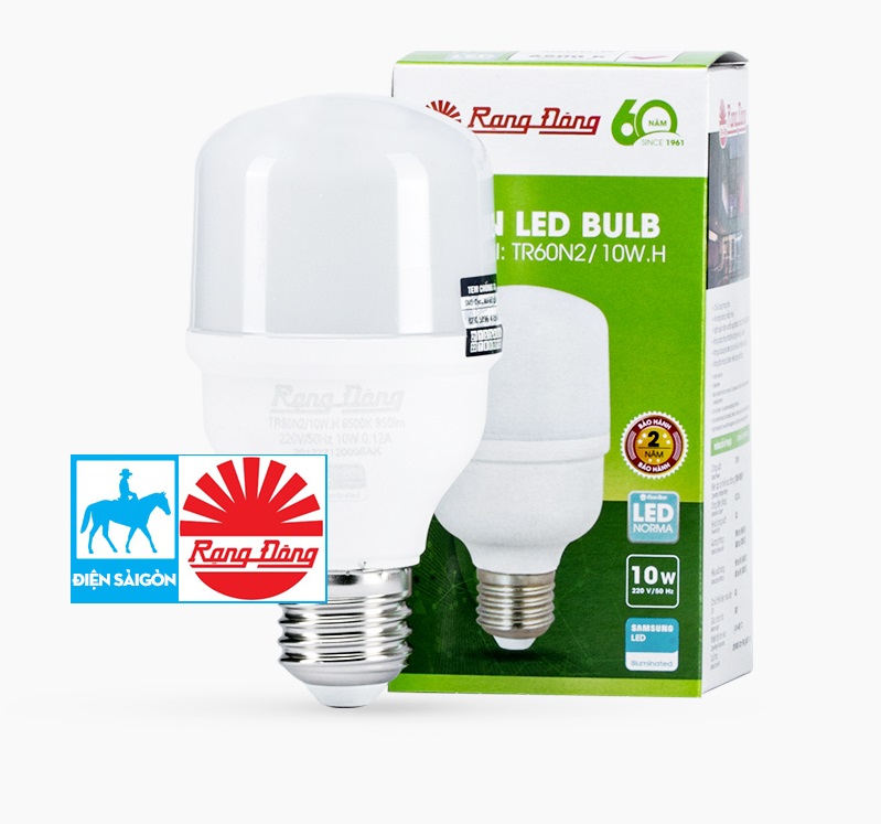 Bộ 2 Bóng đèn led bulb trụ 20W RẠNG ĐÔNG Chip LED Samsung Áng Sáng Trắng