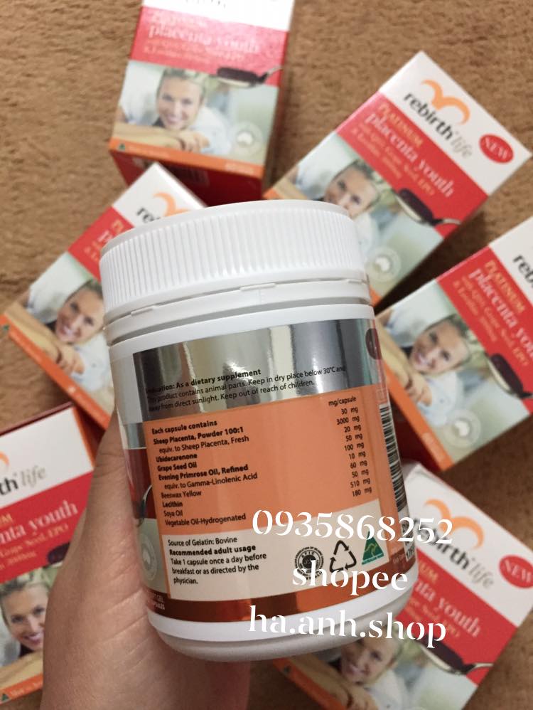 PLACENTA YOUTH 3000mg Rebirth 60 viên