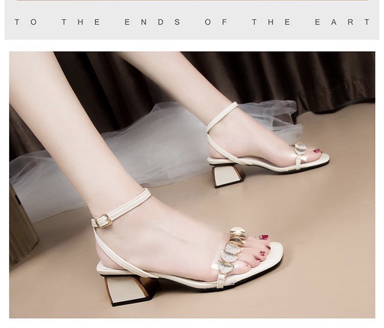 Giày sandal nữ cao gót 5p quai trong phối khóa tròn nhủ kim tuyến - SD37 video ảnh thật
