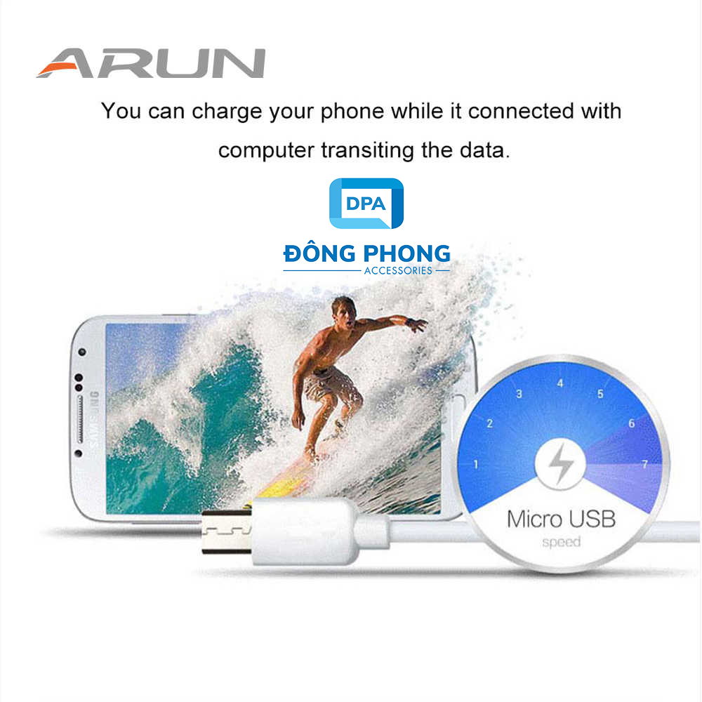 Cáp Sạc Nhanh Arun Cổng Micro USB Chính Hãng