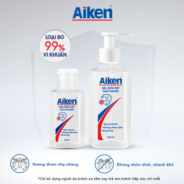 [5-14.1 SĂN QUÀ 5 TRIỆU] Gel rửa tay Sạch khuẩn Aiken 60ml giá rẻ