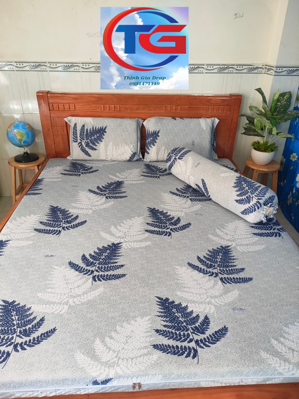 Bộ drap 4món Thun 3D Hàn Quốc ( 1drap + 2 gối nằm + 1 gối ôm)