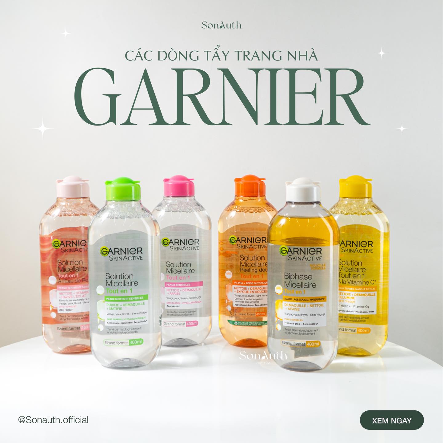 Tẩy trang Garnier Solution Micellarie Tout En1 400ml (Hàng Pháp)