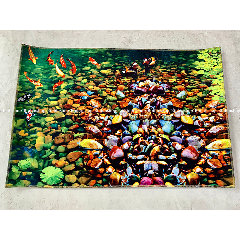 Thảm lông 3D cá chép và sỏi đá BINBIN TL07(40x60cm)