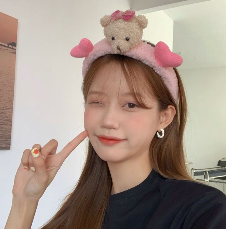 Băng Đô, Bờm Cài Tóc Gấu Phối Tim Siêu Cute M18