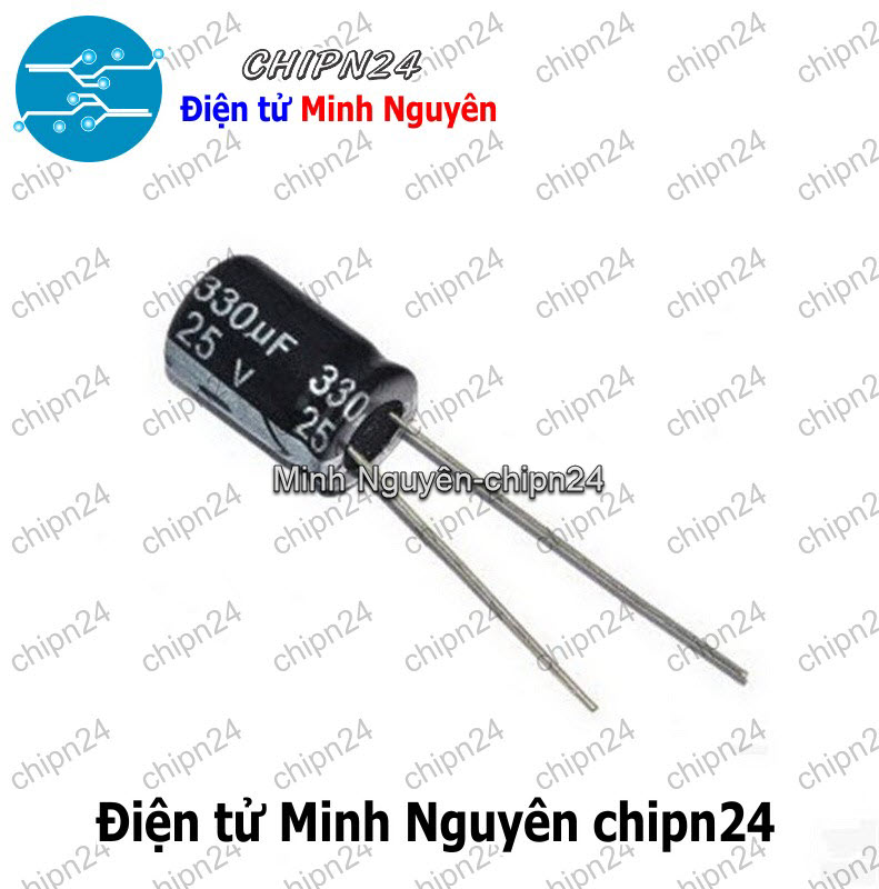 [10 con] (F255) Tụ hóa 330uF 25V Đen (8x12mm) - HH000714