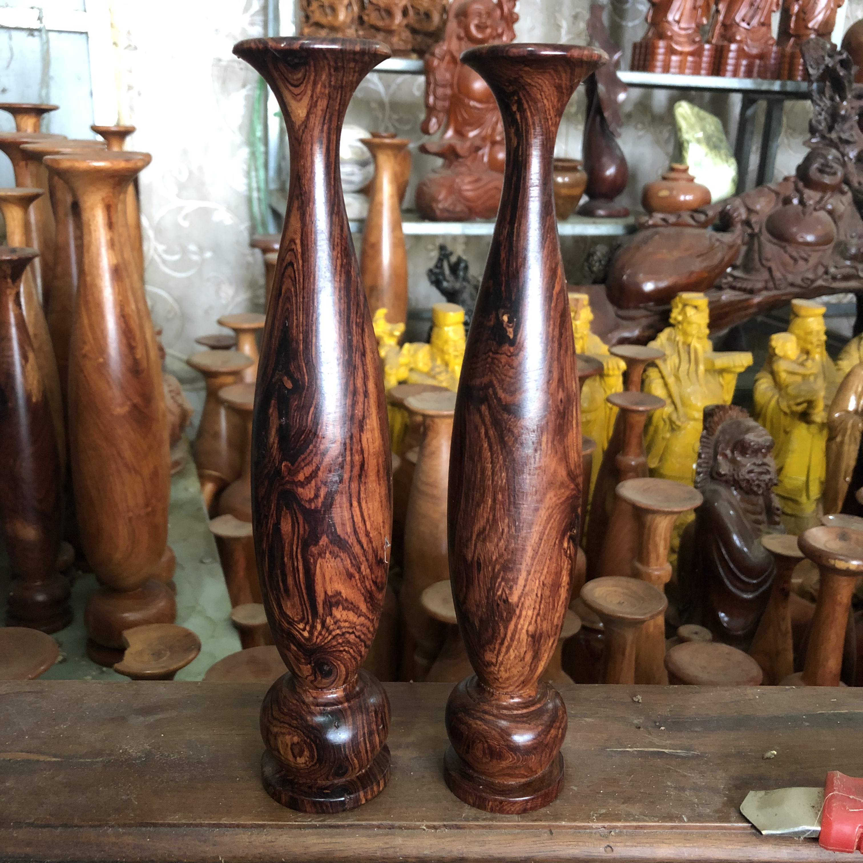Cặp Lộc Bình gỗ Cẩm lai cao 30cm