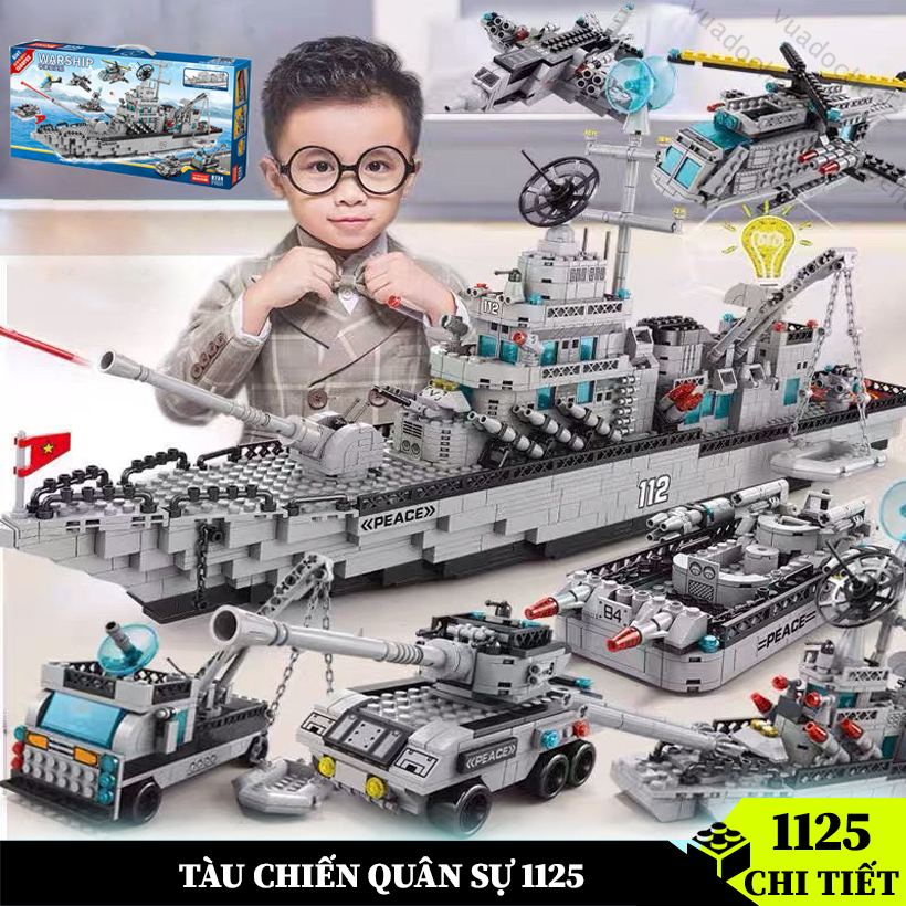 Bộ đồ chơi lắp ráp Tàu Chiến 1125 chi tiết hộp giấy lắp ghép mô hình máy bay robot các phương tiện bảo vệ bờ biển đồ chơi cho bé