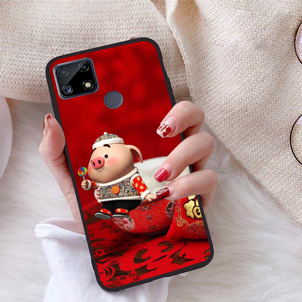 Ốp lưng Realme C25Y viền dẻo TPU BST Pig Cute