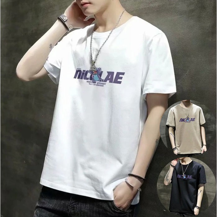 Men's Clothing New Korean Fashion Embroidered T-shirt Short-sleeved Bottoming Shirt 2024 Summer New Versatile Round Neck Top (Available)