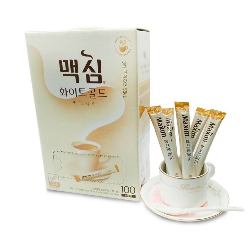 Cà Phê Maxim White Gold Hàn Quốc Hộp 100 Gói - 맥심 커피 화이트 골드